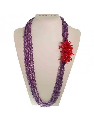 Collana Rajola Donna - Oceano Multifilo - Ametista - Corallo Rosso - 546957