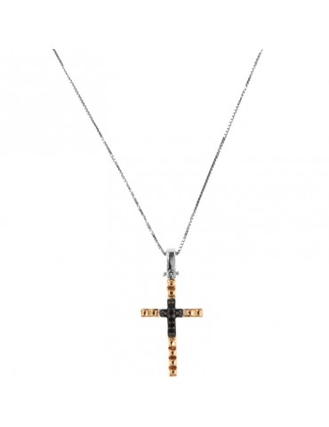 Collana Davite&Delucchi - Oro - Croce - Diamanti Neri - CLU011772BL1