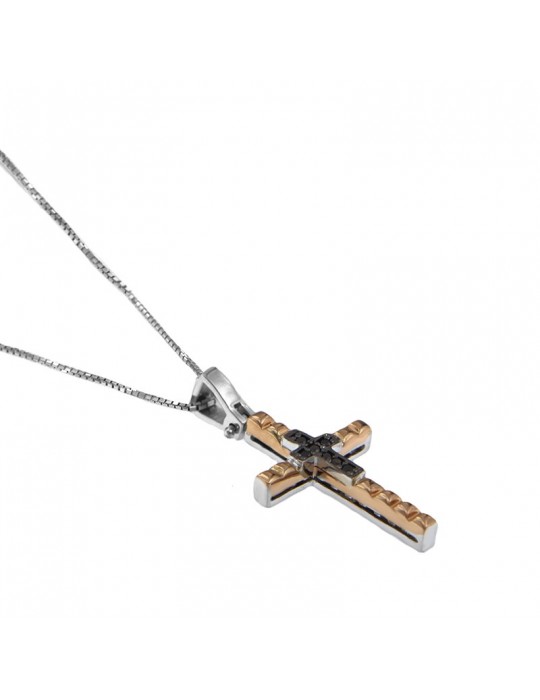 Collana Davite&Delucchi - Oro - Croce - Diamanti Neri - CLU011772BL1