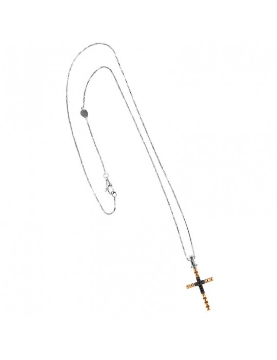 Collana Davite&Delucchi - Oro - Croce - Diamanti Neri - CLU011772BL1