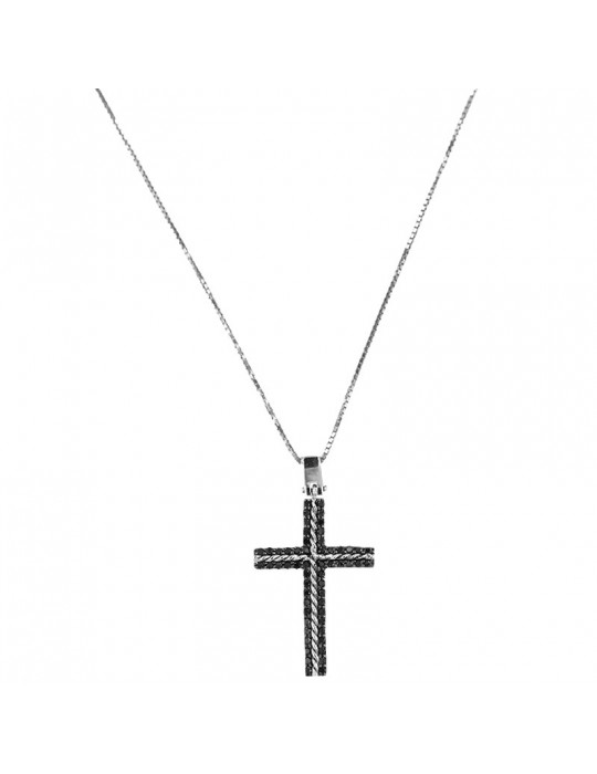 Davite & Delucchi Man Necklace - White Gold Rood with Black Diamonds 0.40 ct - 0