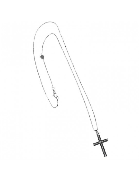 Davite & Delucchi Man Necklace - White Gold Rood with Black Diamonds 0.40 ct - 0