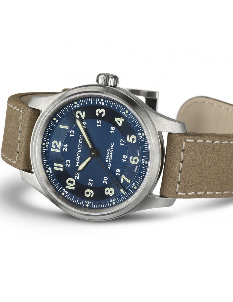Orologio Hamilton - Khaki Field Titanium - Automatico 42mm Blu - H70545540