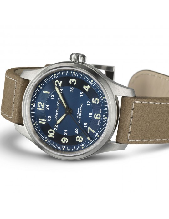 Orologio Hamilton - Khaki Field Titanium - Automatico 42mm Blu - H70545540