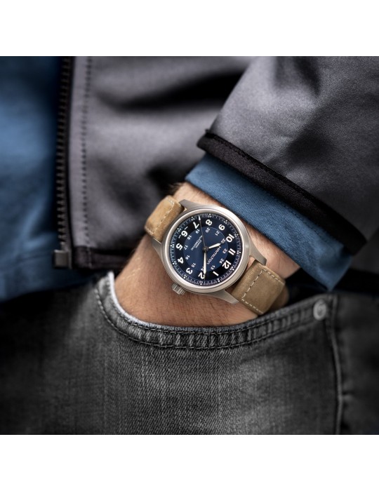 Orologio Hamilton - Khaki Field Titanium - Automatico 42mm Blu - H70545540