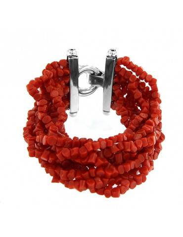 Bracciale Della Rovere Donna - in Argento 925% con Corallo Mediterraneo - 0