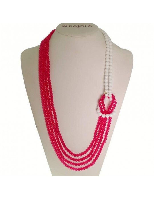 Rajola Woman Necklace - Hugs with White Paste, Strawberry Jade and Mother of Pearl - 0