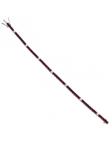 Davite & Delucchi Tennis Bracelet with Diamonds and Rubies for Women - 0 2