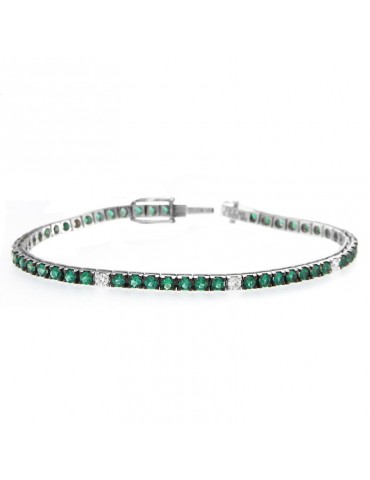 Bracciale Tennis Davite & Delucchi con Diamanti e Smeraldi da Donna - 0