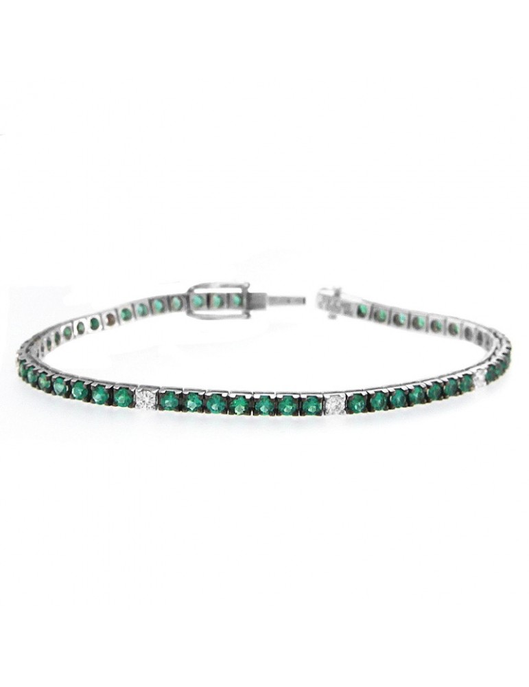 Bracciale Tennis Davite & Delucchi con Diamanti e Smeraldi da Donna - 0