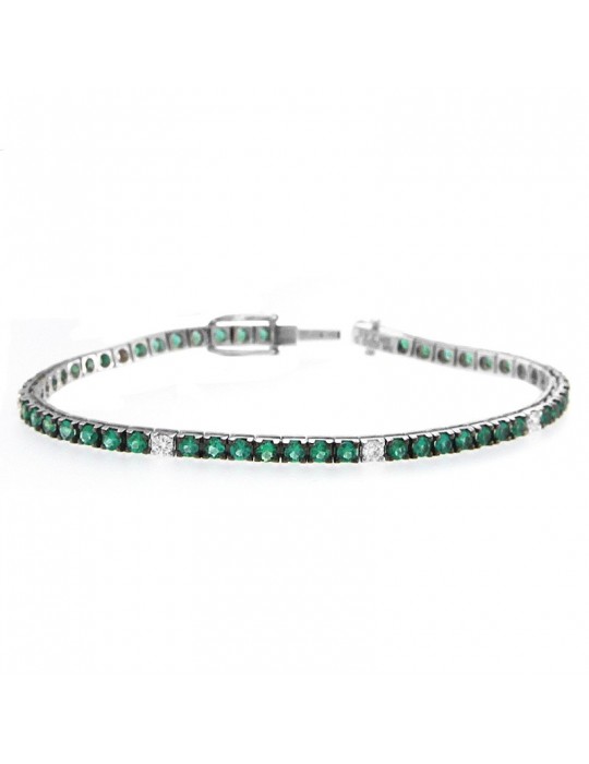 Davite & Delucchi Tennis Bracelet with Diamonds and Emeralds for Women - 0