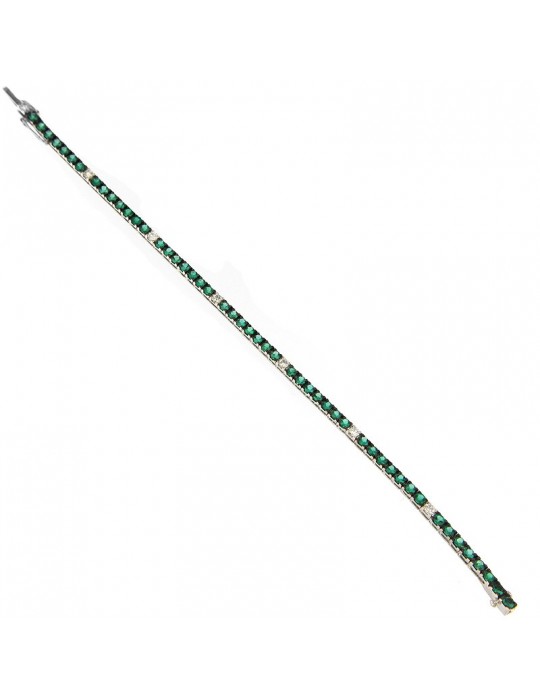 Bracciale Tennis Davite & Delucchi con Diamanti e Smeraldi da Donna - 0