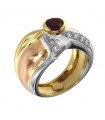 Picca Woman Ring - in Yellow, Rose and White Gold with Diamonds and Ruby - 0