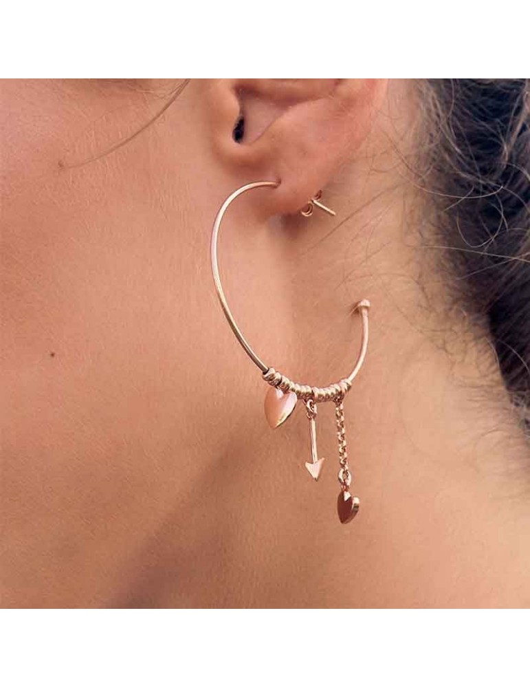 Rue Des Mille Earrings in Circle with Heart and Arrow for Women - 0
