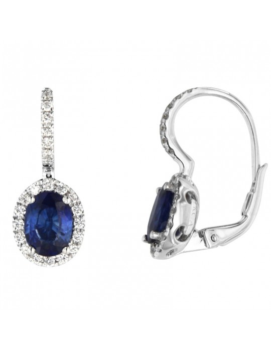 Picca Woman's Earrings - 18K White Gold Pendants with Natural Diamonds and Sapphires 1.74 ct - 0