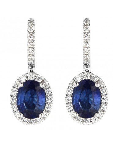 Picca Woman's Earrings - 18K White Gold Pendants with Natural Diamonds and Sapphires 1.74 ct - 0