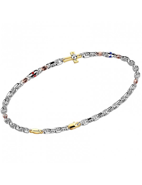 Zancan Bracelet for Men - in White Gold with Rood and Natural Diamonds - 0