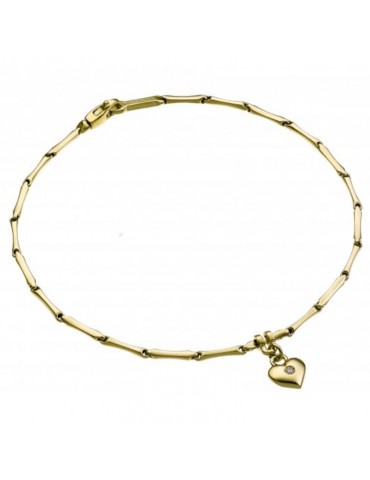 Chimento Bracelet - Bamboo Shine in 18K Yellow Gold with Heart and White Diamonds 18 cm - 0
