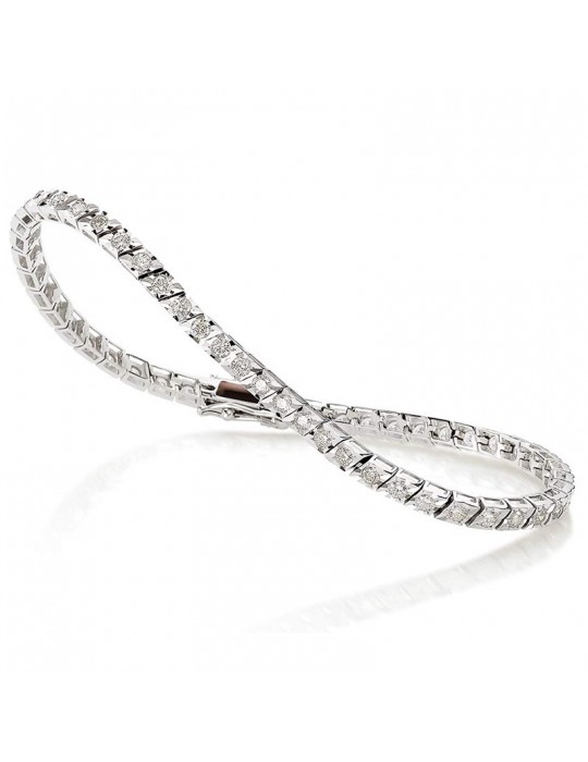 Crieri Faville Tennis Bracelet in White Gold with White Diamonds - 0