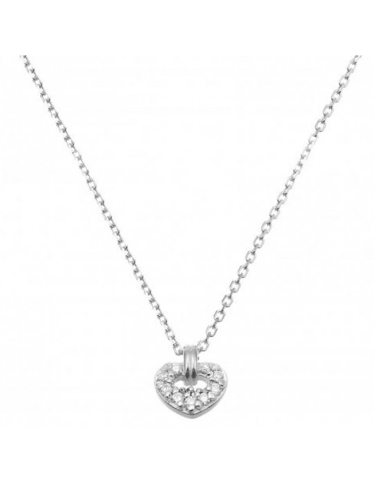 Chimento Woman's Necklace - Stardust Love In in 18K White Gold with Heart Pendant - 0