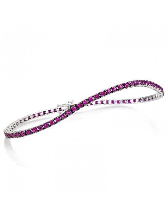Crieri Tennis Bracelet - Icon in White Gold with Rubies - 0