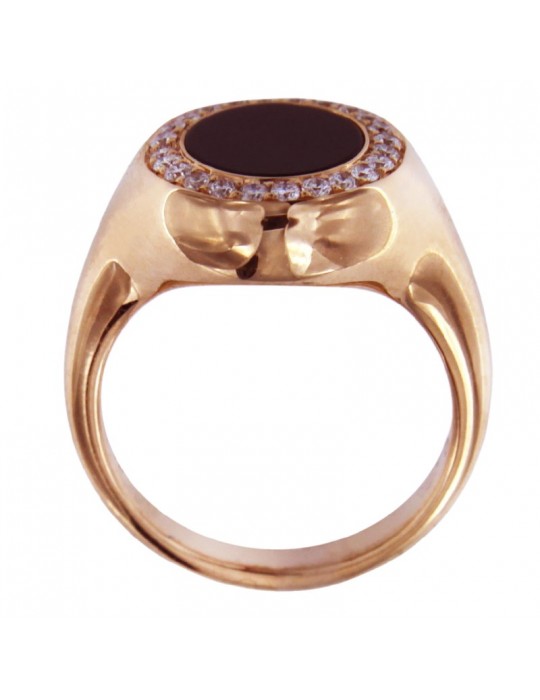 Anello Crivelli Donna - Oro Rosa - Diamanti - Onice Nero 1,20 ct