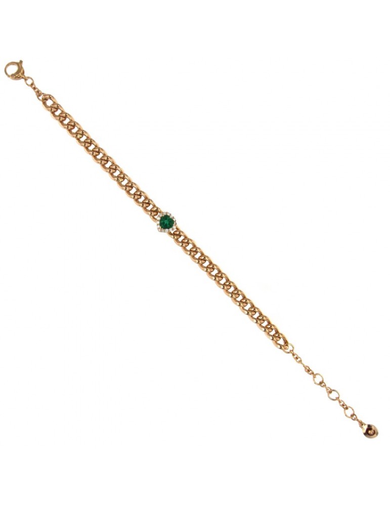 Bracciale Crivelli - Groumette - Oro Rosa - Cuore Smeraldo - Diamanti