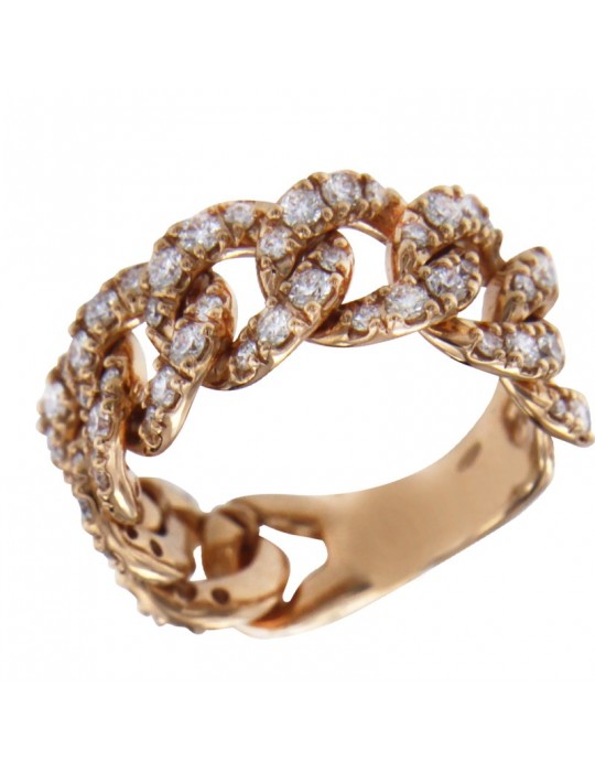 Davite & Delucchi Woman's Ring - Groumette in 18K Rose Gold with White Diamonds 1.18 ct - 0 Davite & Delucchi Woman's Ring - Groumette in 18K Rose Gold with White Diamonds 1.18 ct - 0