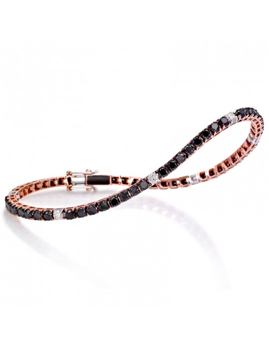 Crieri Lucciole Tennis Bracelet in Rose Gold with Black and White Diamonds - 0