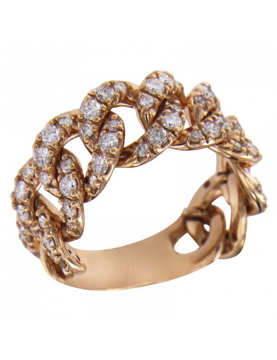 Davite & Delucchi Woman's Ring - Groumette in 18K Rose Gold with White Diamonds 1.18 ct - 0