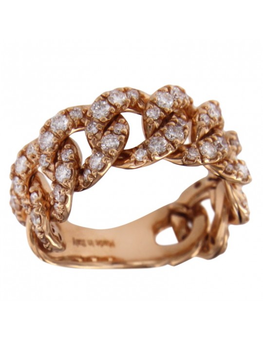 Davite & Delucchi Woman's Ring - Groumette in 18K Rose Gold with White Diamonds 1.18 ct - 0