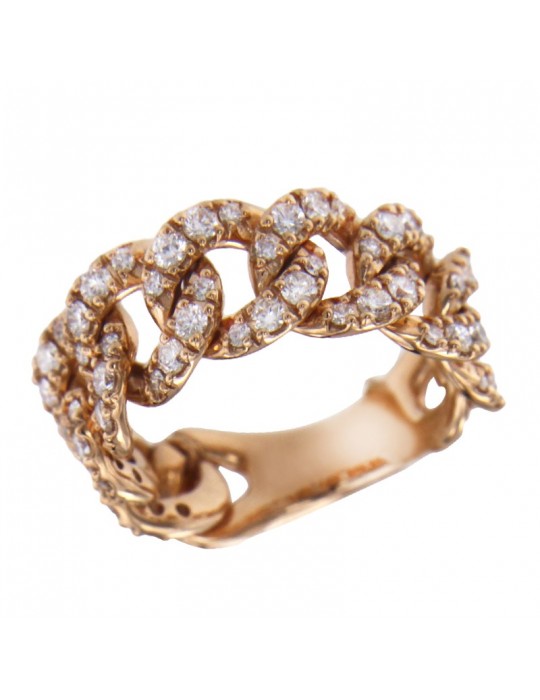 Davite & Delucchi Woman's Ring - Groumette in 18K Rose Gold with White Diamonds 1.18 ct - 0