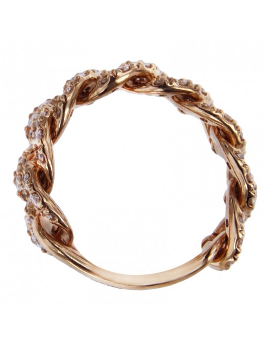 Davite & Delucchi Woman's Ring - Groumette in 18K Rose Gold with White Diamonds 1.18 ct - 0