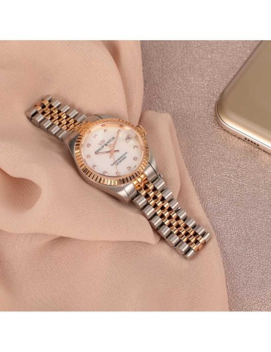 Philip Watch Woman's Watch - Caribe Time and Date 31mm Rose Gold Mother of Pearl with Natural Diamonds - 0