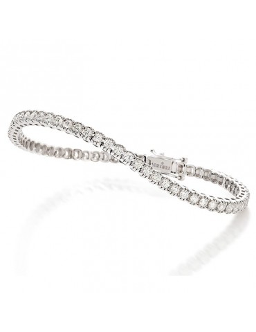 Bracciale Tennis Crieri Musa in Oro Bianco con Diamanti Bianchi - 0