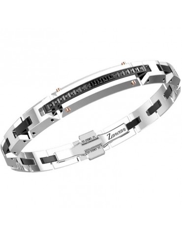 Zancan Bracelet - Hi-Teck - 316L Steel - Black Meshes-Spinels-EHB324 2