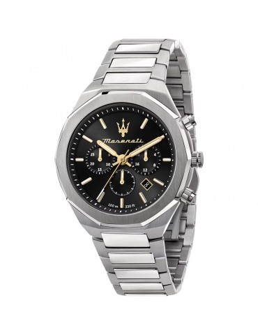 Maserati Men's Watch - Stile Chronograph and Date 45mm Black with White and Golden Indexes - 0
