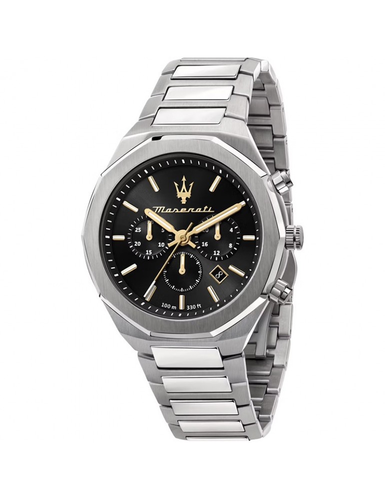 Maserati Men's Watch - Stile Chronograph and Date 45mm Black with White and Golden Indexes - 0