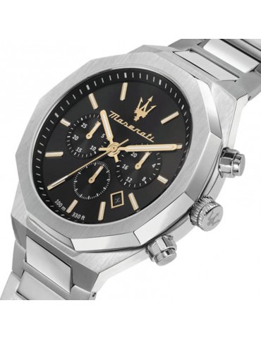 Maserati Men's Watch - Stile Chronograph and Date 45mm Black with White and Golden Indexes - 0 2