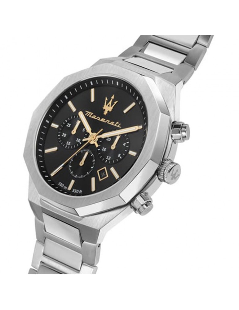 Maserati Men's Watch - Stile Chronograph and Date 45mm Black with White and Golden Indexes - 0