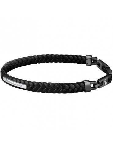 Bracciale Maserati - Jewels - Acciaio 316L - Pelle Nera - JM222AVE02