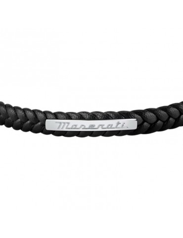 Maserati Bracelet - Jewels - 316L Steel - Black Leather - JM222AVE02 2