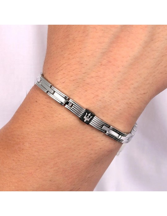 Maserati Bracelet - Jewels - Steel -Black plate-Trident-JM420ATK04