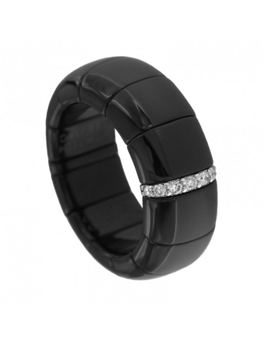 Anello Demeglio - Pura - Ceramica Nera - Diamanti Bianchi - GC1GN1DBOB
