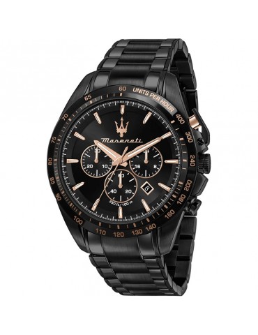 Maserati Men's Watch - Traguardo Chronograph 45mm Black and Rose Gold - 0