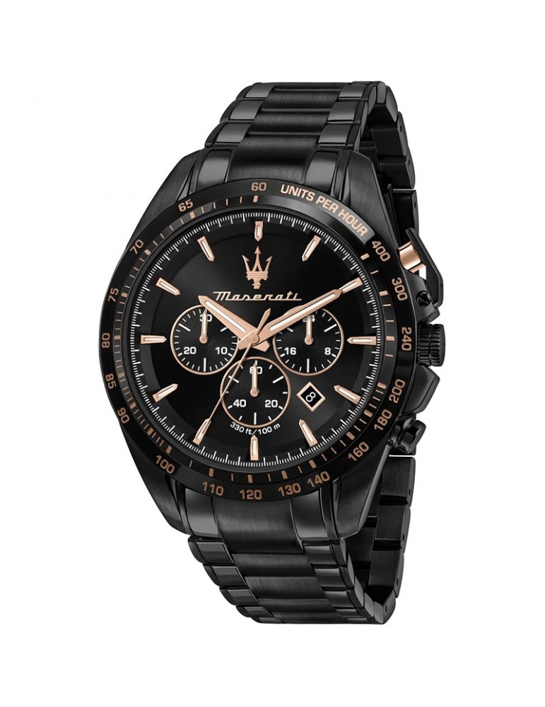 Maserati Men's Watch - Traguardo Chronograph 45mm Black and Rose Gold - 0