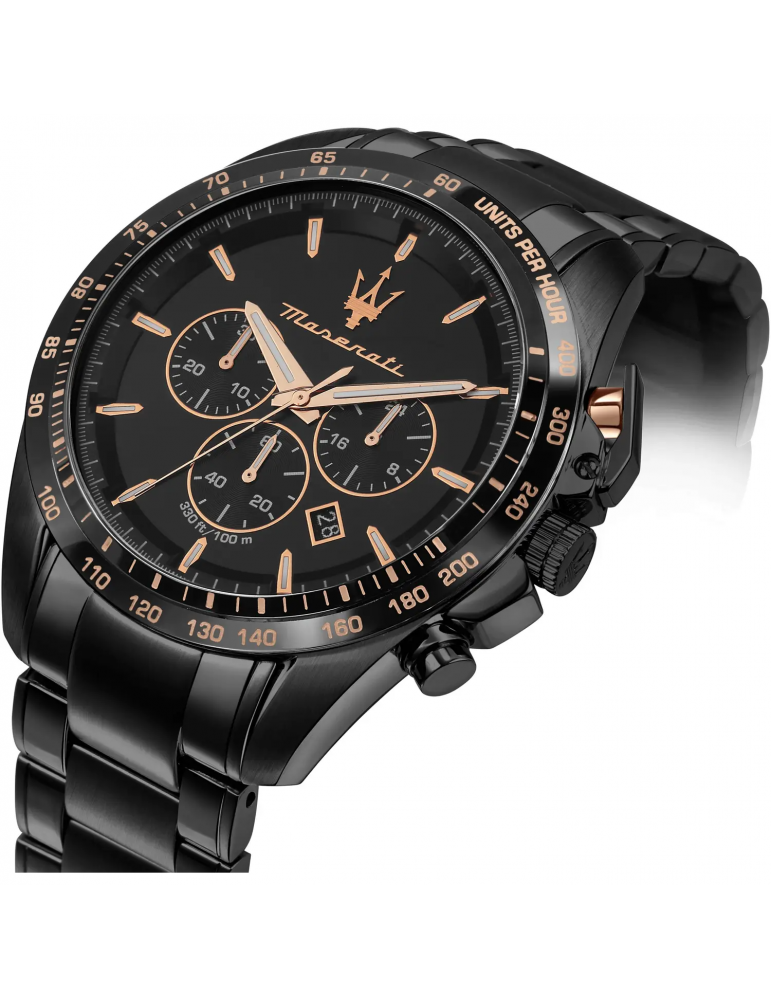 Maserati Men's Watch - Traguardo Chronograph 45mm Black and Rose Gold - 0