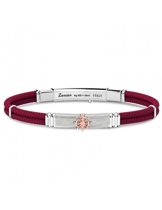 Bracciale Uomo Con Cavallino Rampante - Acciaio Inox E Pelle Intrecciata Rossa, Regolabile 21cm - Foto 2