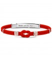 Zancan Men's Bracelet - Regatta in Red Kevlar with Nautical Knot, Anchor and Rudder Rose Gold