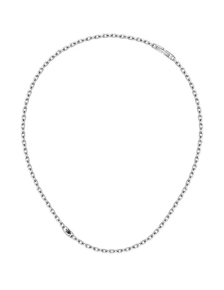 Collana Maserati - Jewels - Catena Rolò - Acciaio-Logo Nero-JM422AVD13